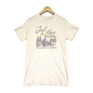 Just A Man And His Dog Hiking Trail Lake Shirt Size Small Mountain Fun Gift